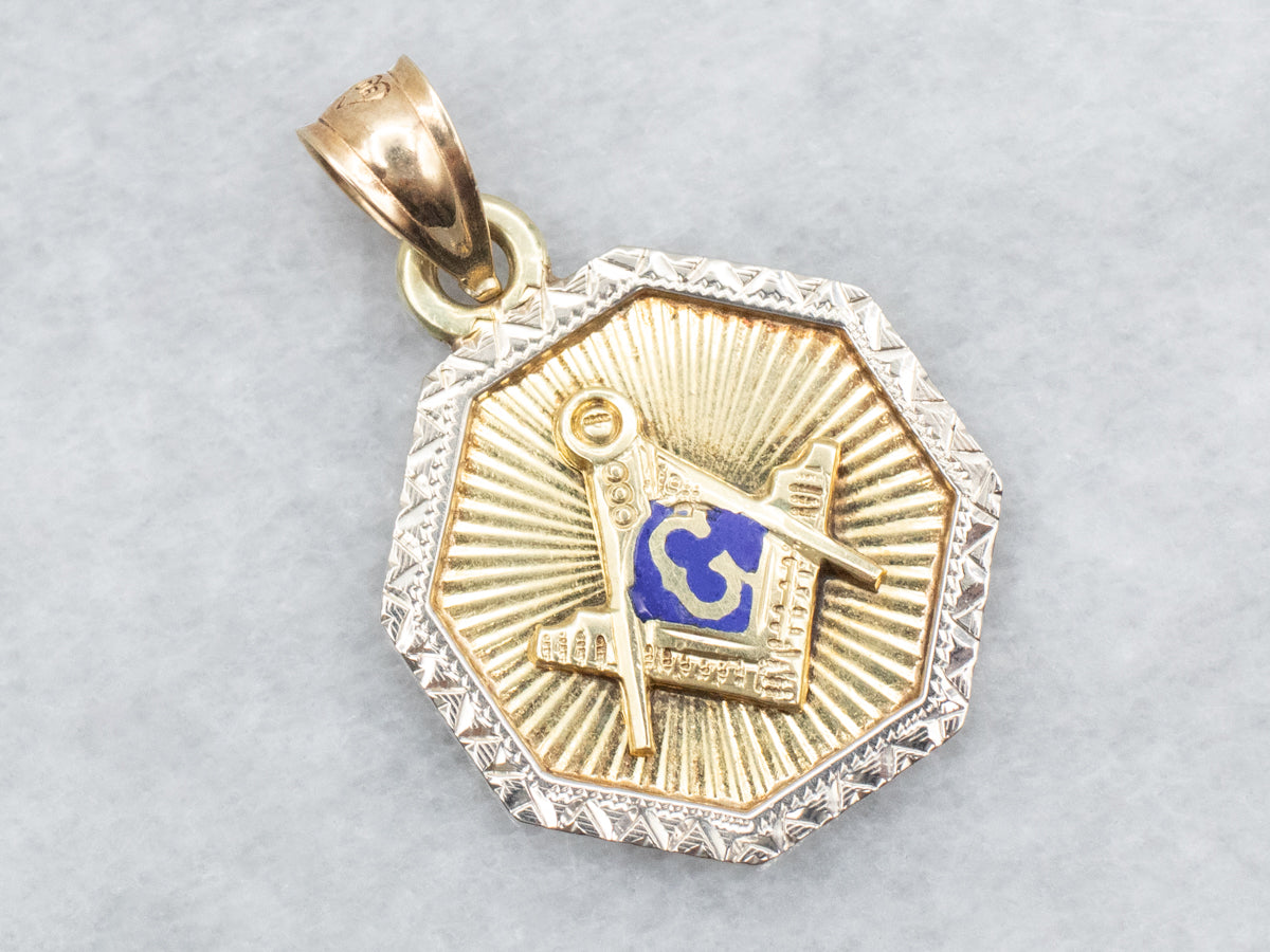 Two Tone Blue Enamel Masonic Pendant