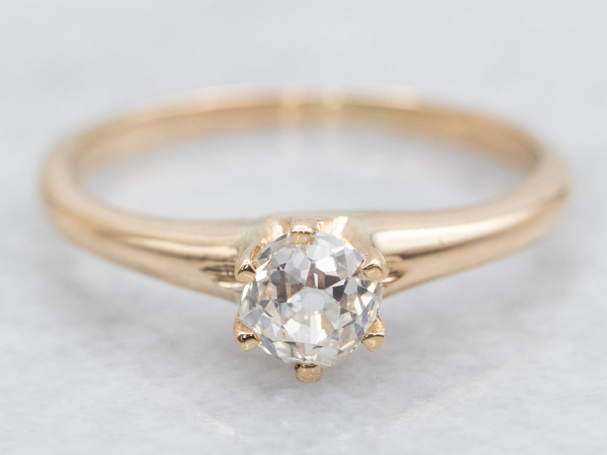 Vintage Old Mine Cut Diamond Solitaire Engagement Ring