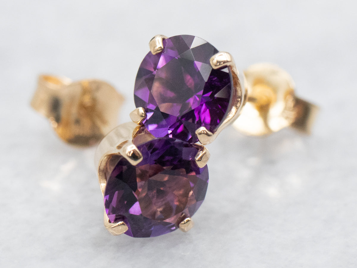 Round Cut Amethyst Stud Earrings