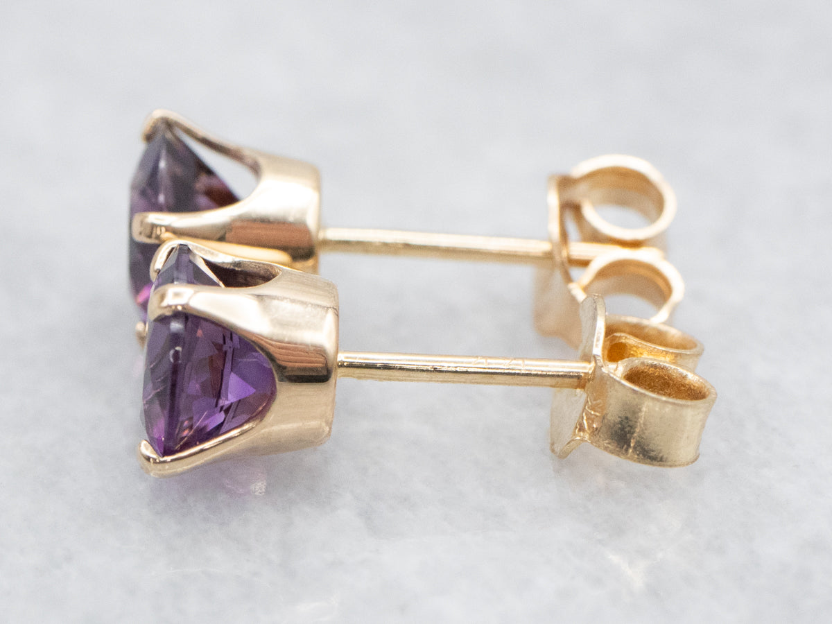 Round Cut Amethyst Stud Earrings