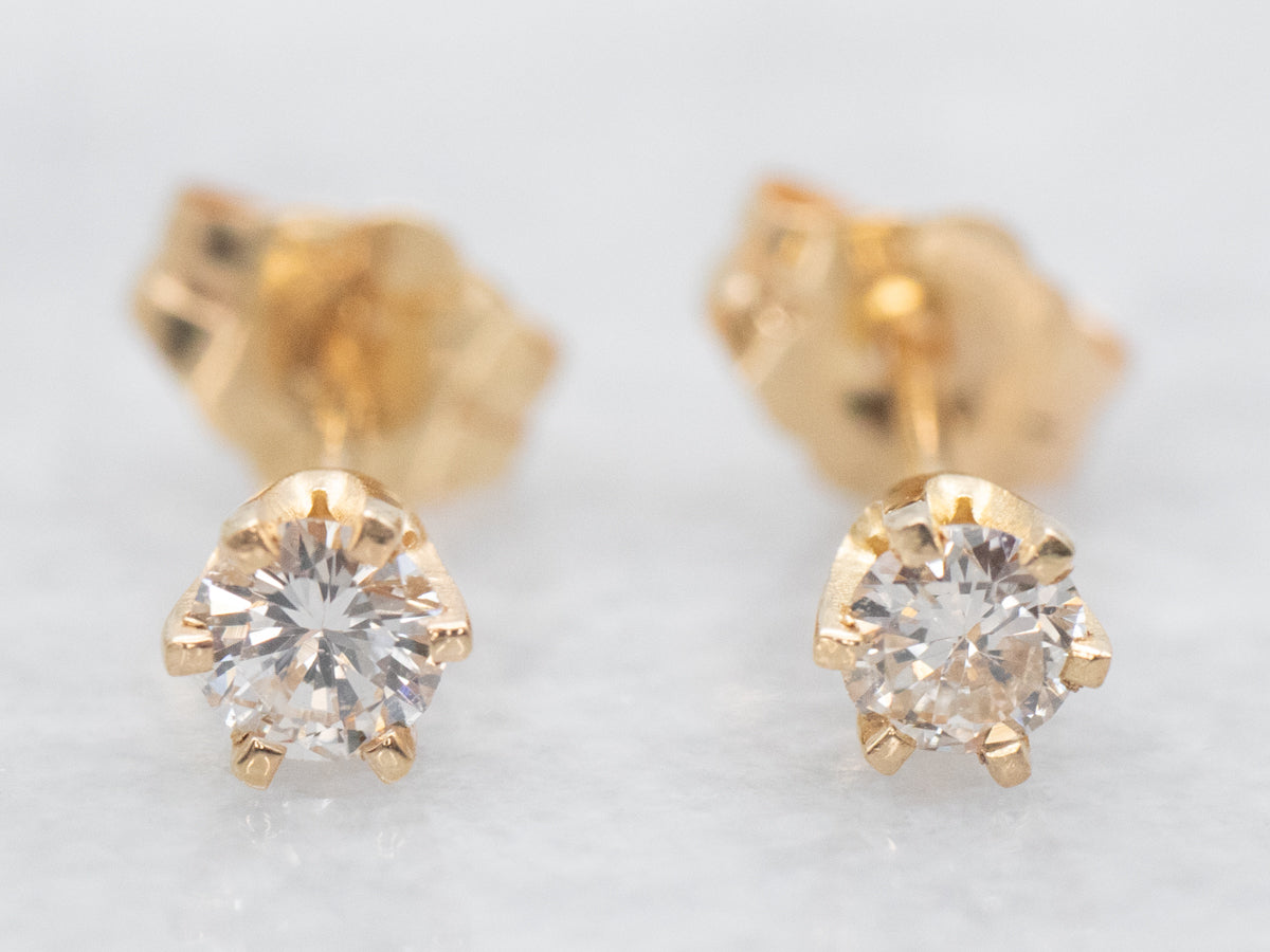 Six Prong Diamond Stud Earrings