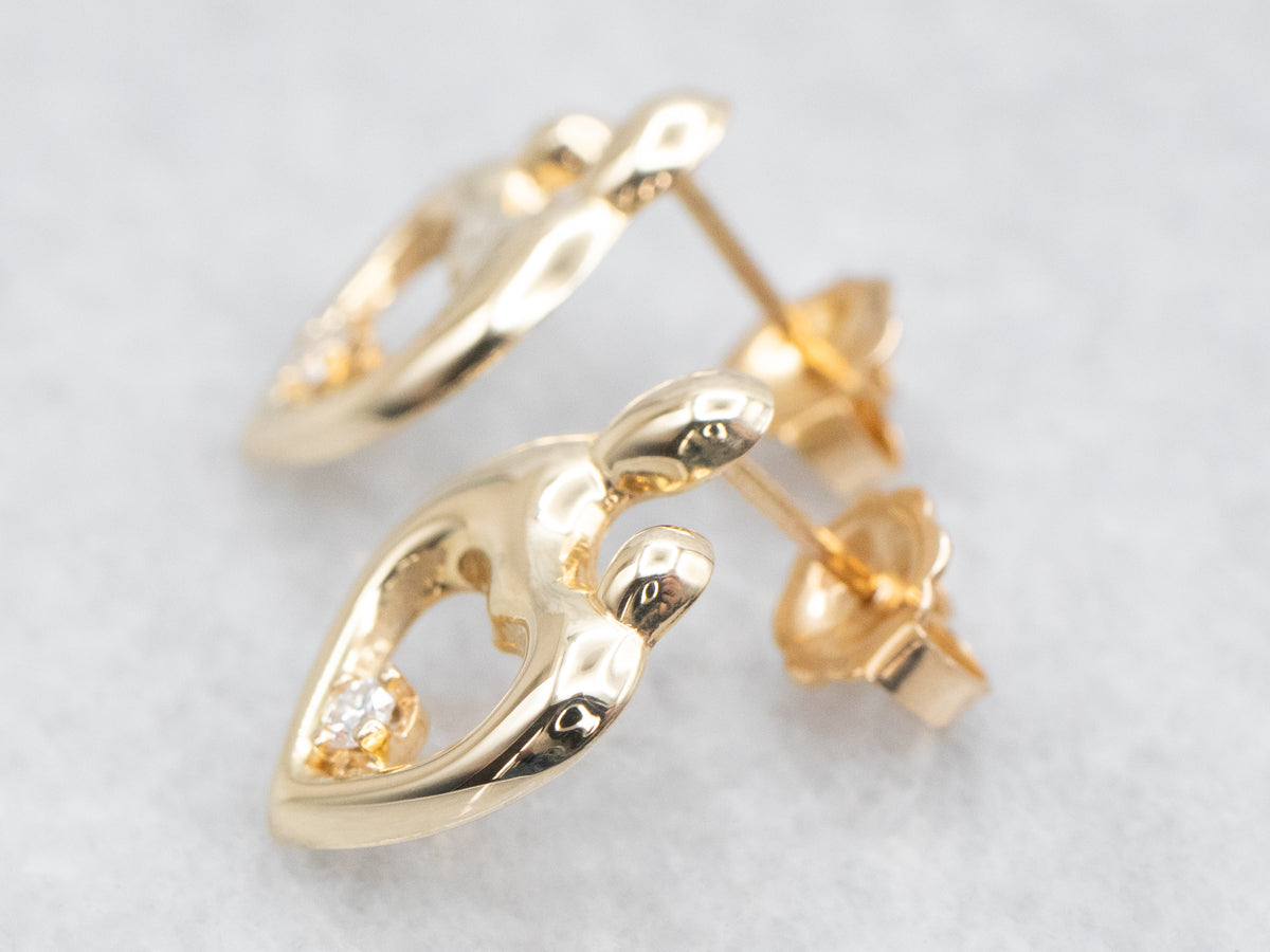 Mother and Child Stud Earrings with Diamond Accent