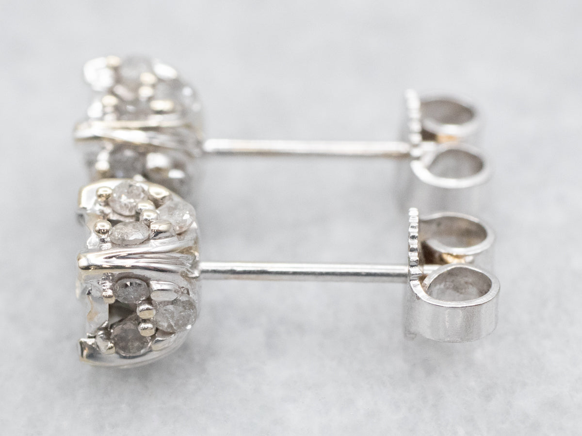 White Gold Diamond Stud Earrings with Diamond Accents