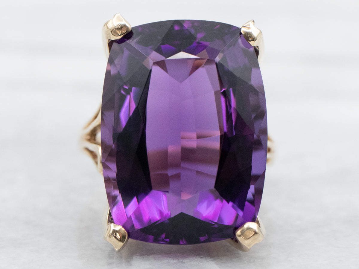 Gold Amethyst Statement Ring