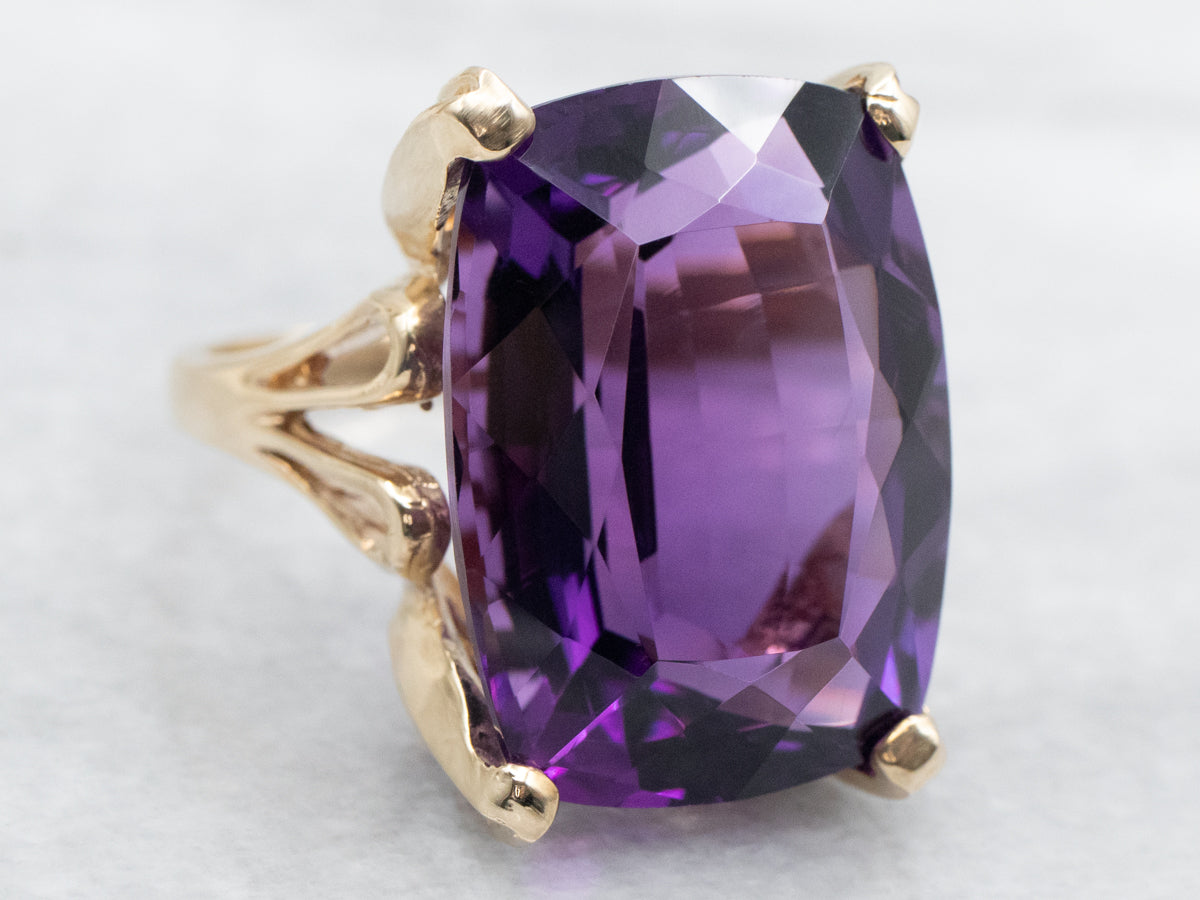 Gold Amethyst Statement Ring