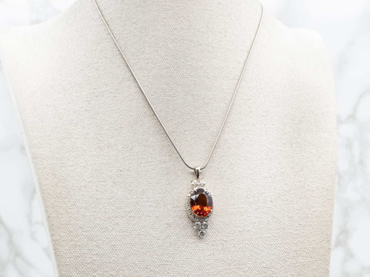 Retro Citrine and Diamond Cocktail Pendant