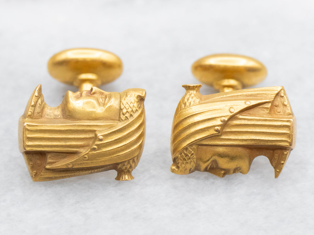 Bloomed Gold Egyptian Figure Cufflinks