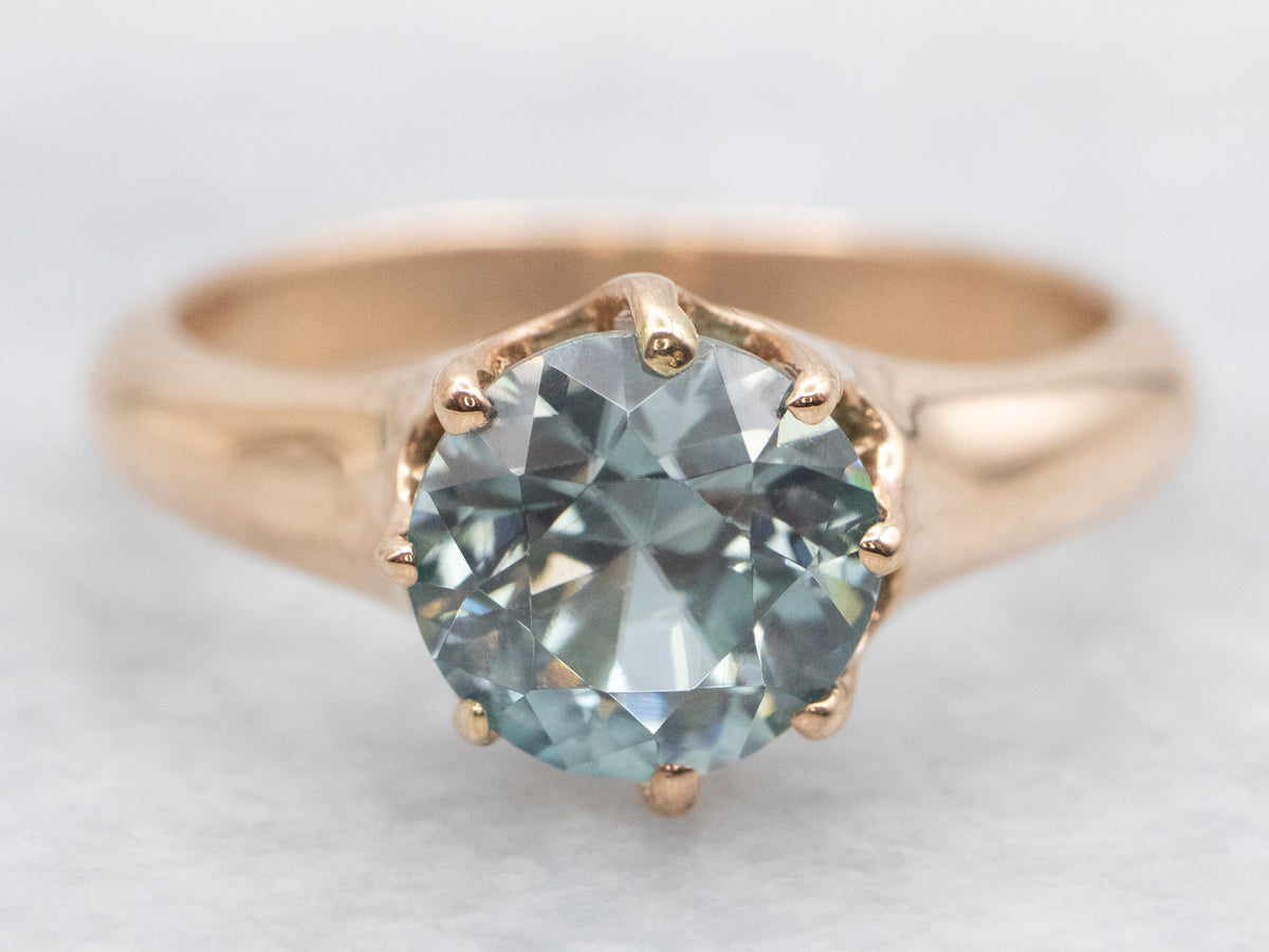 Blue Zircon Solitaire Ring