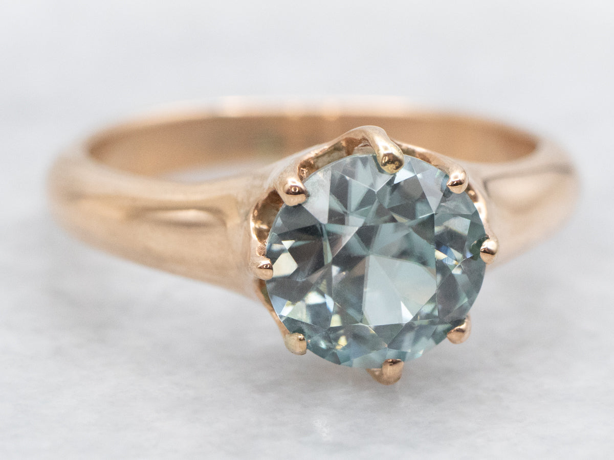 Blue Zircon Solitaire Ring