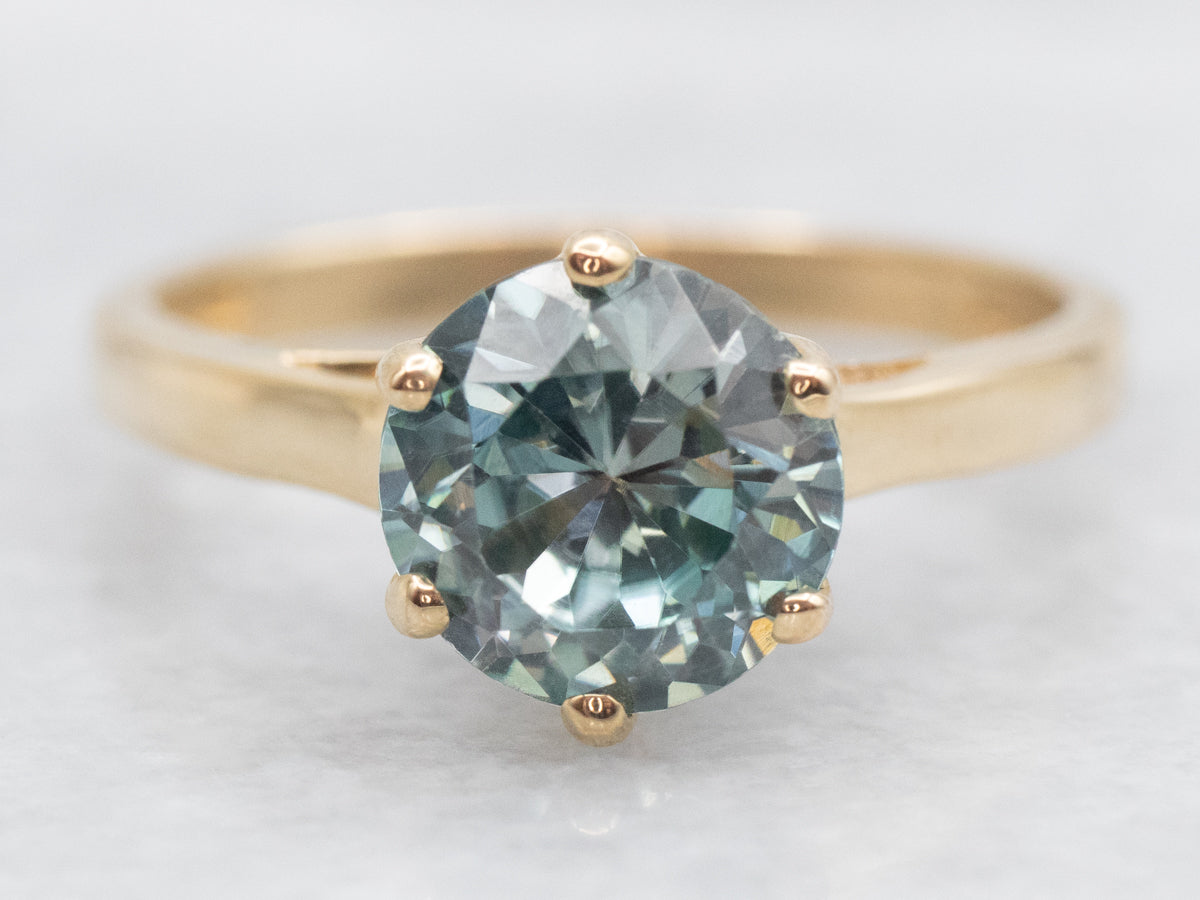 Blue Zircon Solitaire Ring