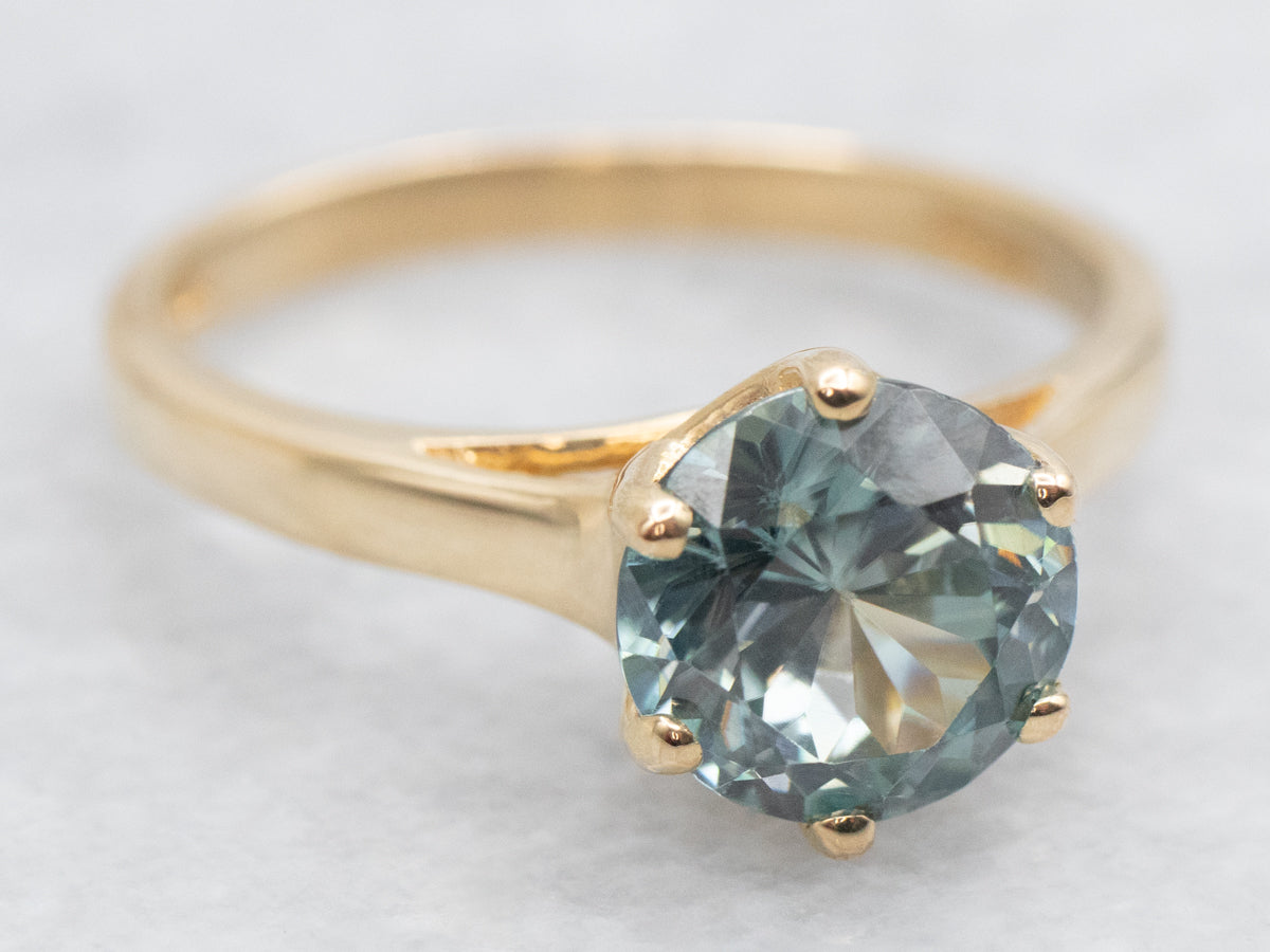 Blue Zircon Solitaire Ring