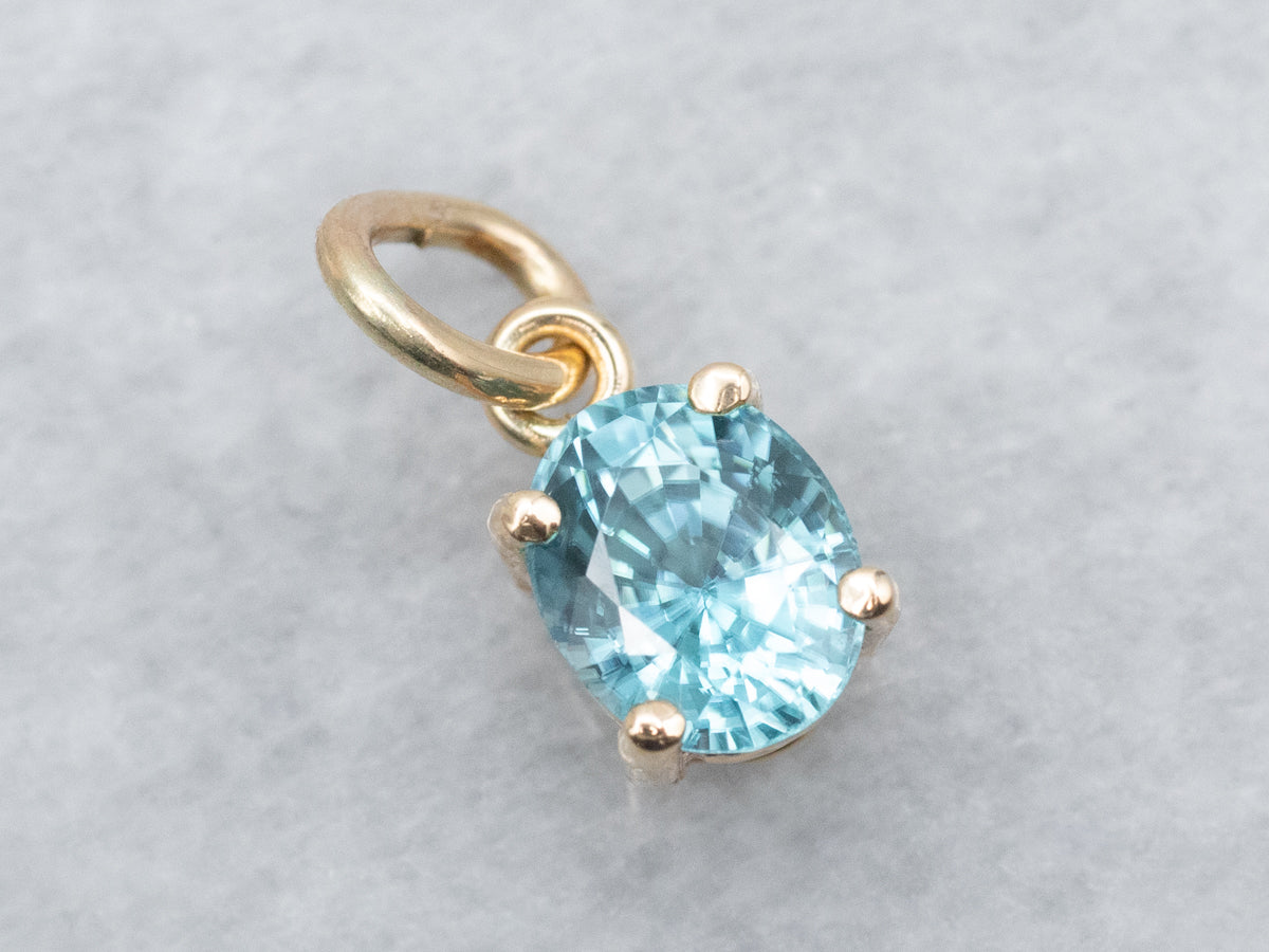 Blue Zircon Solitaire Pendant