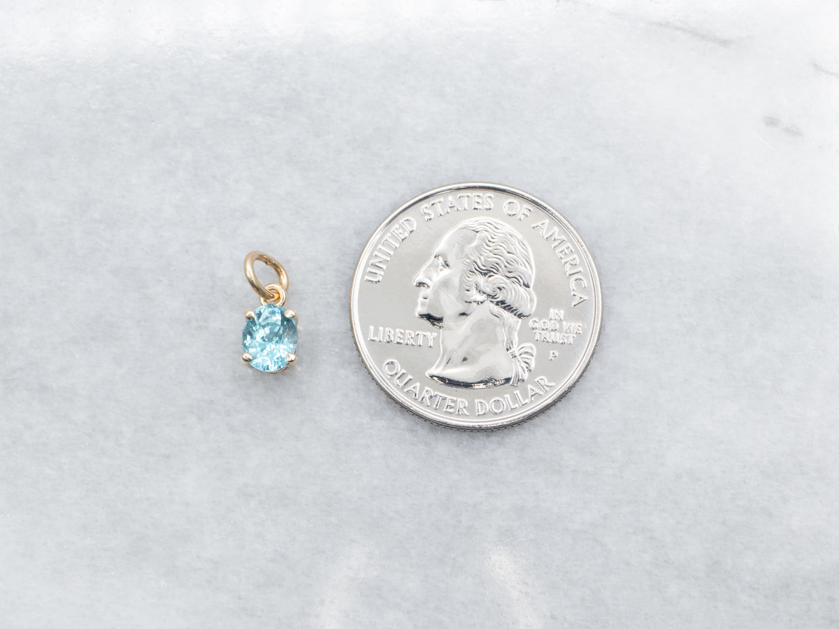 Blue Zircon Solitaire Pendant