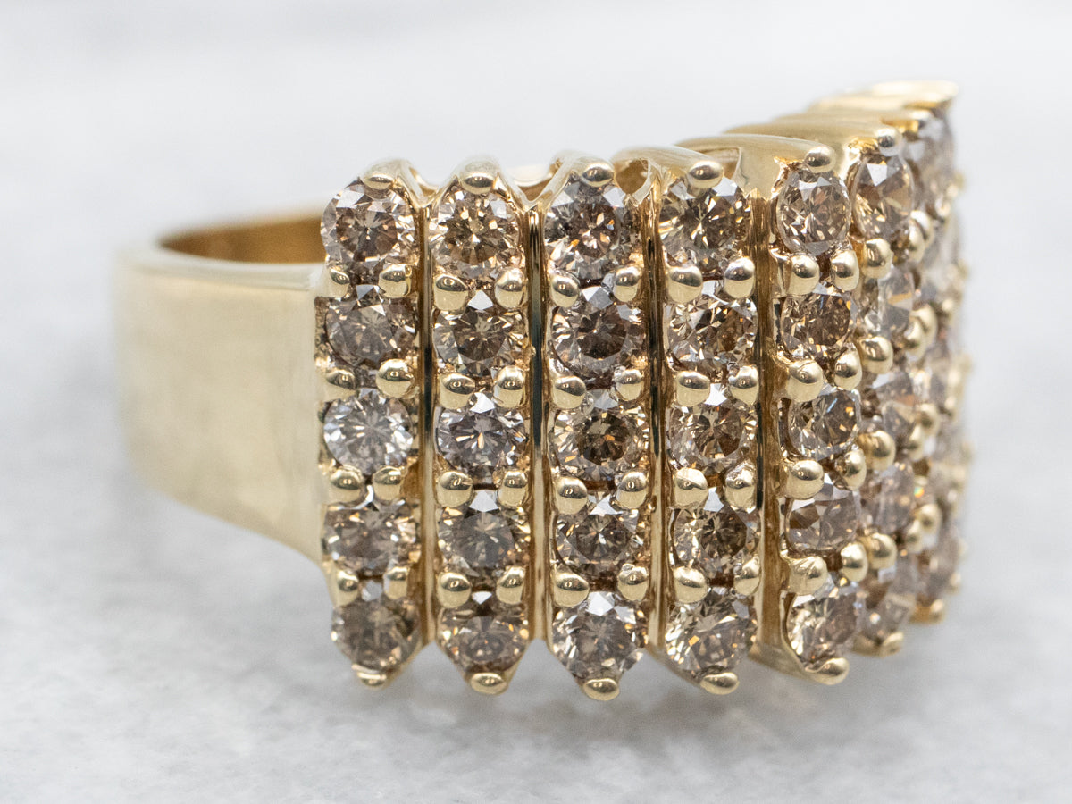 Champagne Diamond Encrusted Cocktail Ring