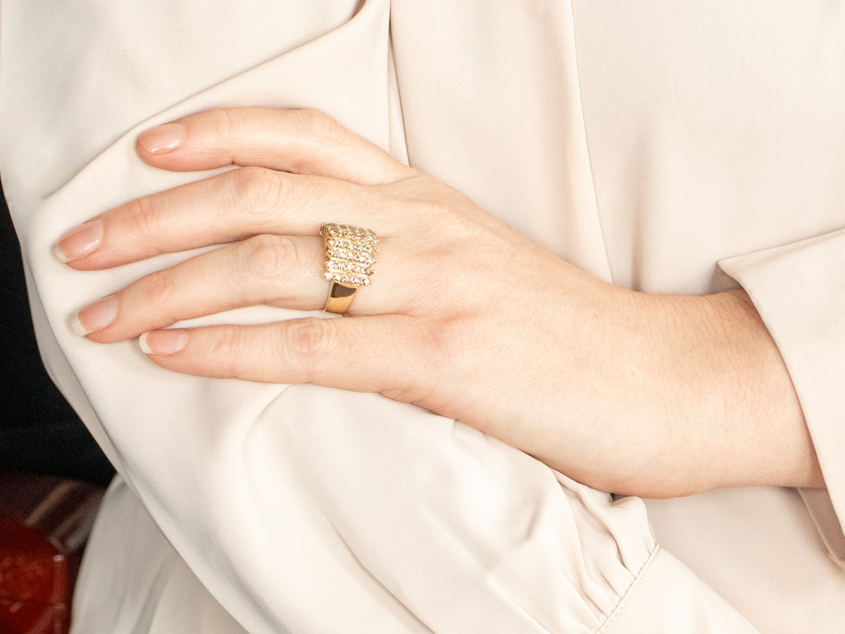 Champagne Diamond Encrusted Cocktail Ring