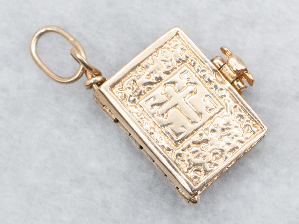 Vintage Gold The Lord's Prayer Bible Charm