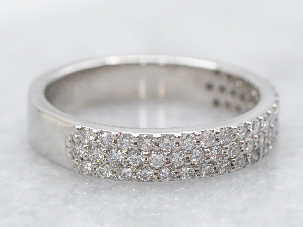 Platinum Triple Row Diamond Band