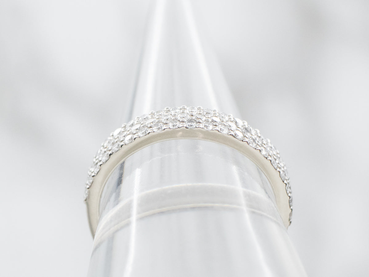 Platinum Triple Row Diamond Band