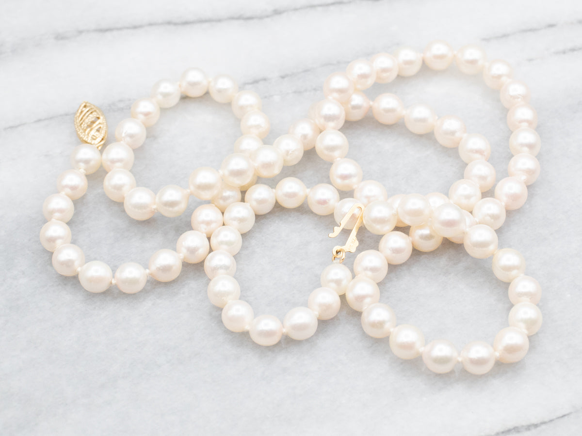 Yellow Gold Saltwater Pearl Strand Necklace