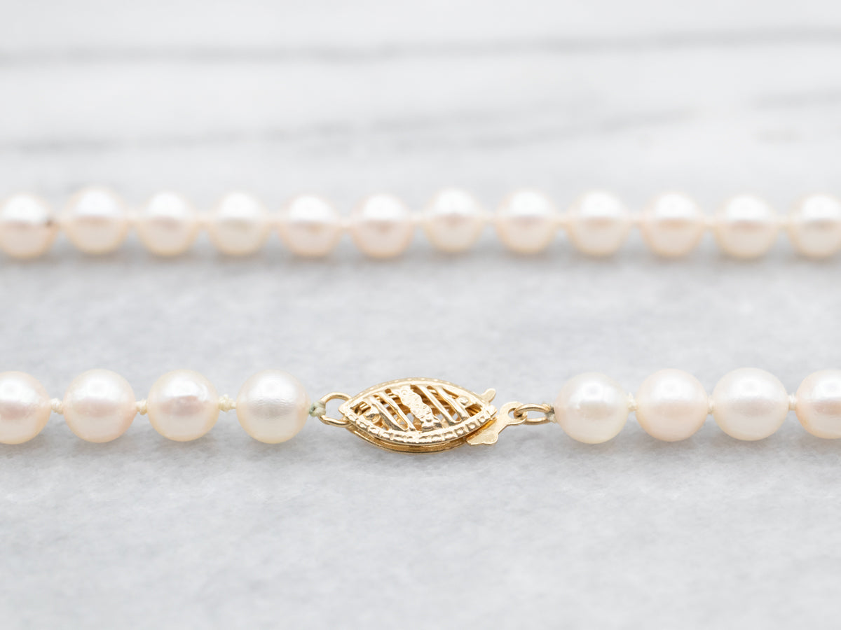 Yellow Gold Saltwater Pearl Strand Necklace