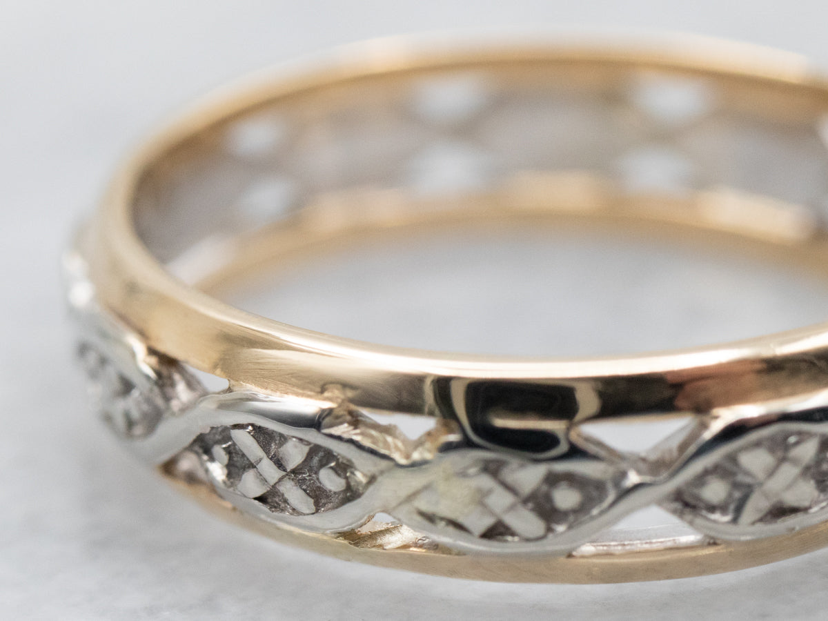 Two Tone Textured Openwork Band