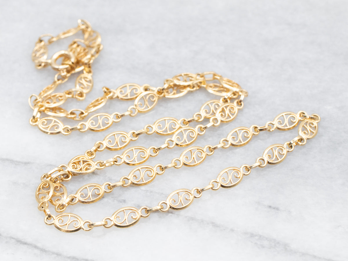 Yellow Gold Filigree Link Chain