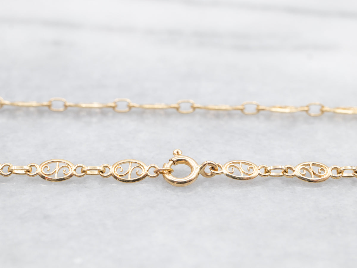 Yellow Gold Filigree Link Chain