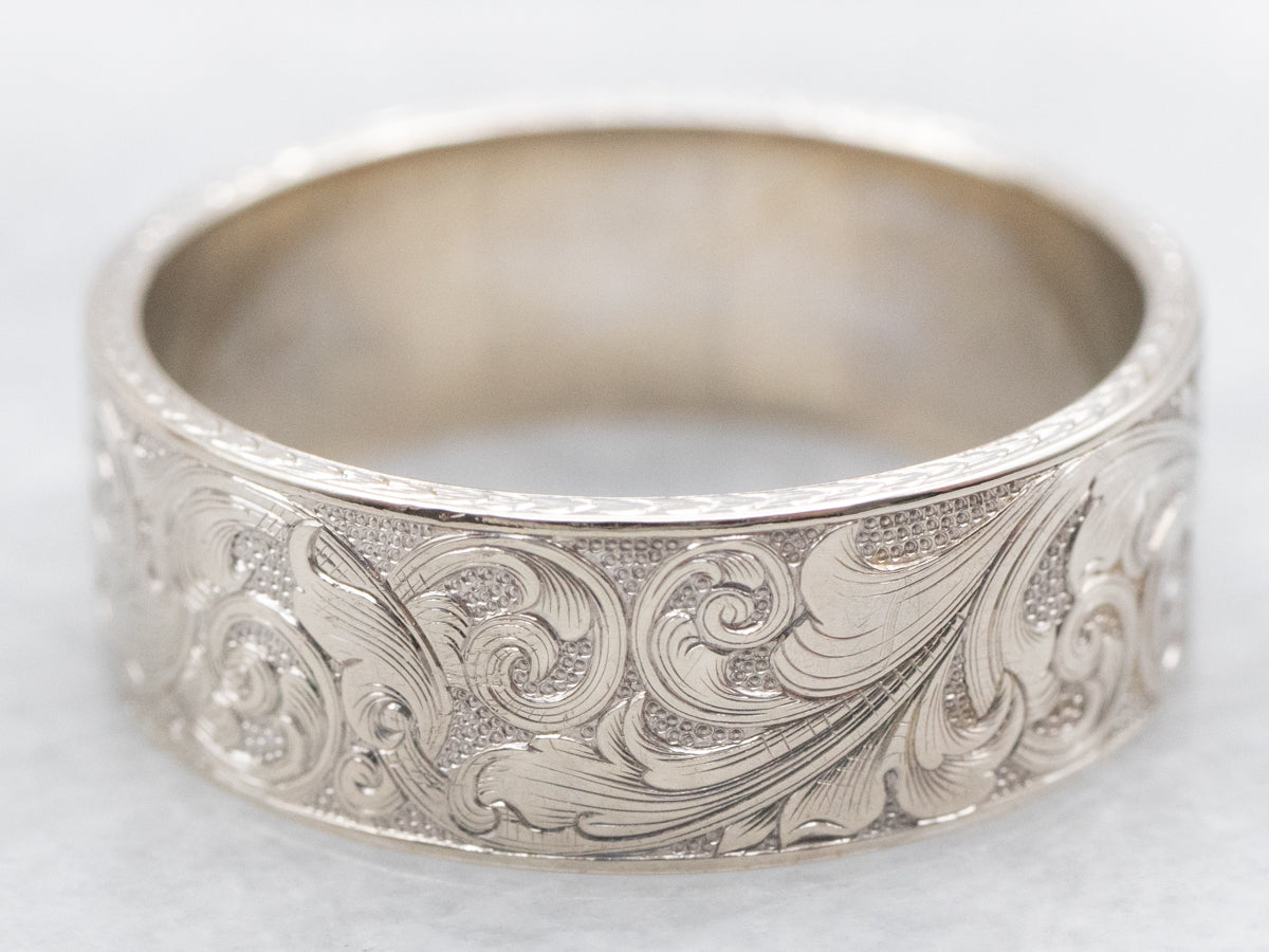 Engraved Botanical Pattern Band