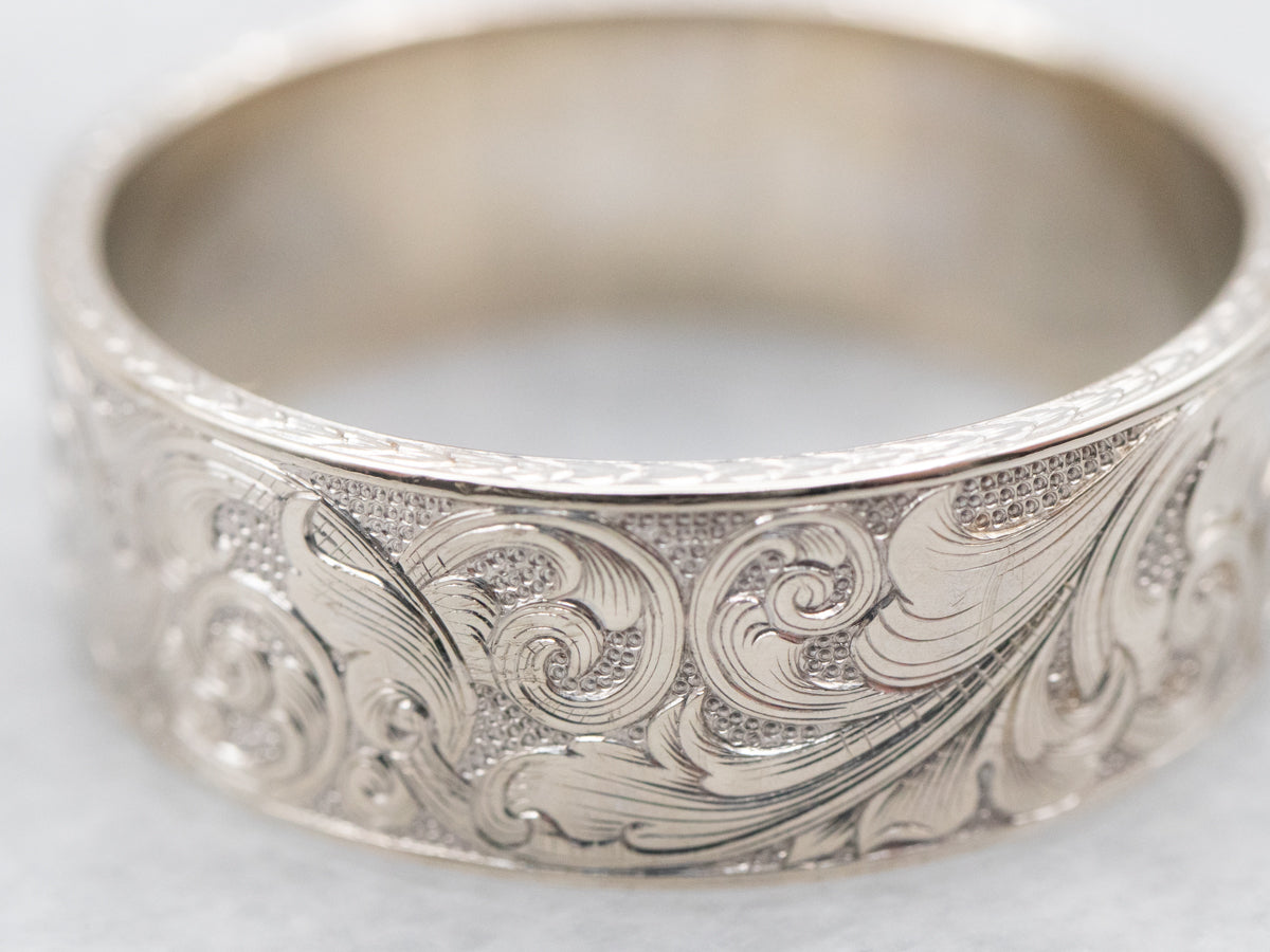 Engraved Botanical Pattern Band