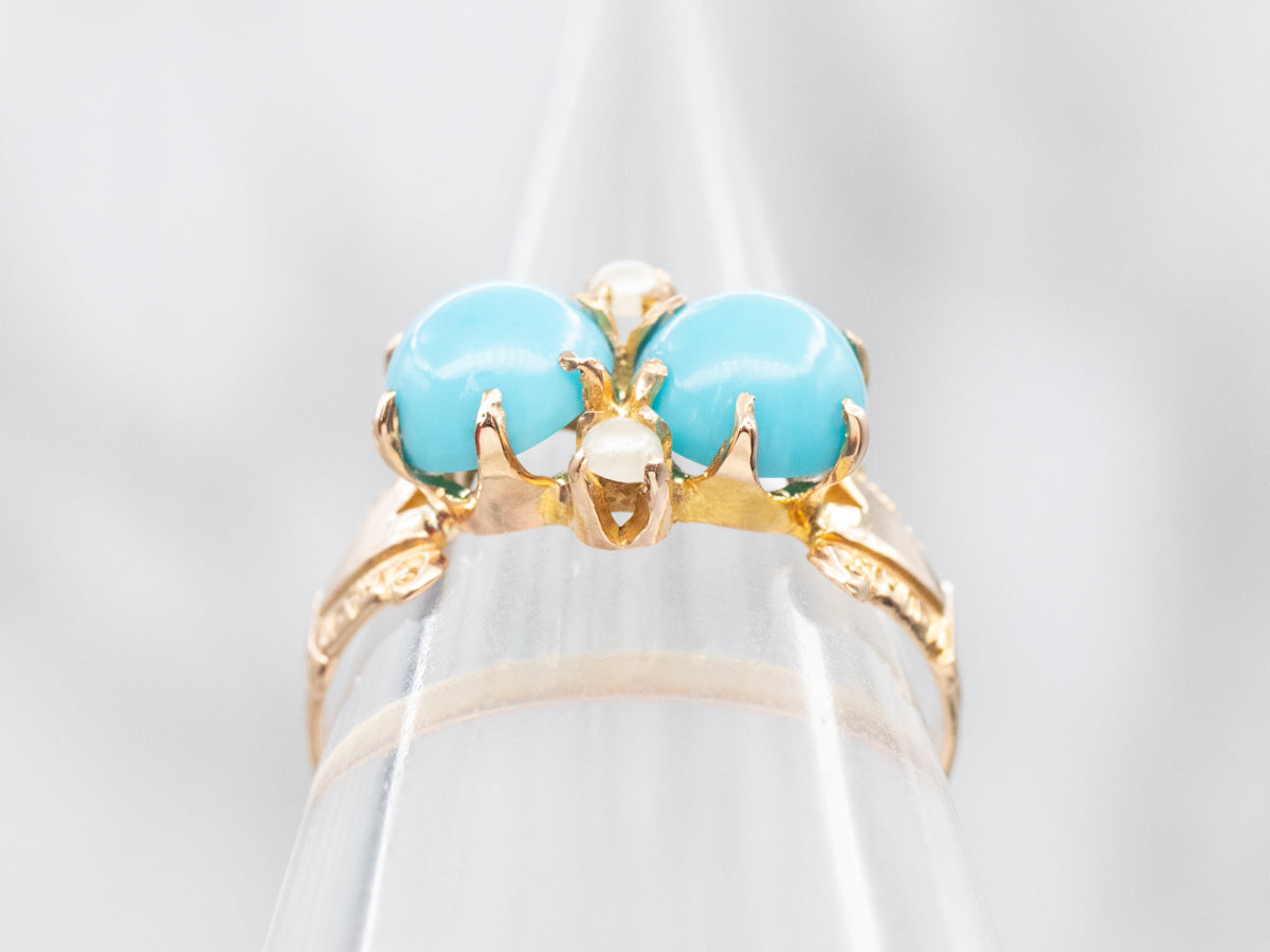 Victorian Turquoise and Seed Pearl Ring