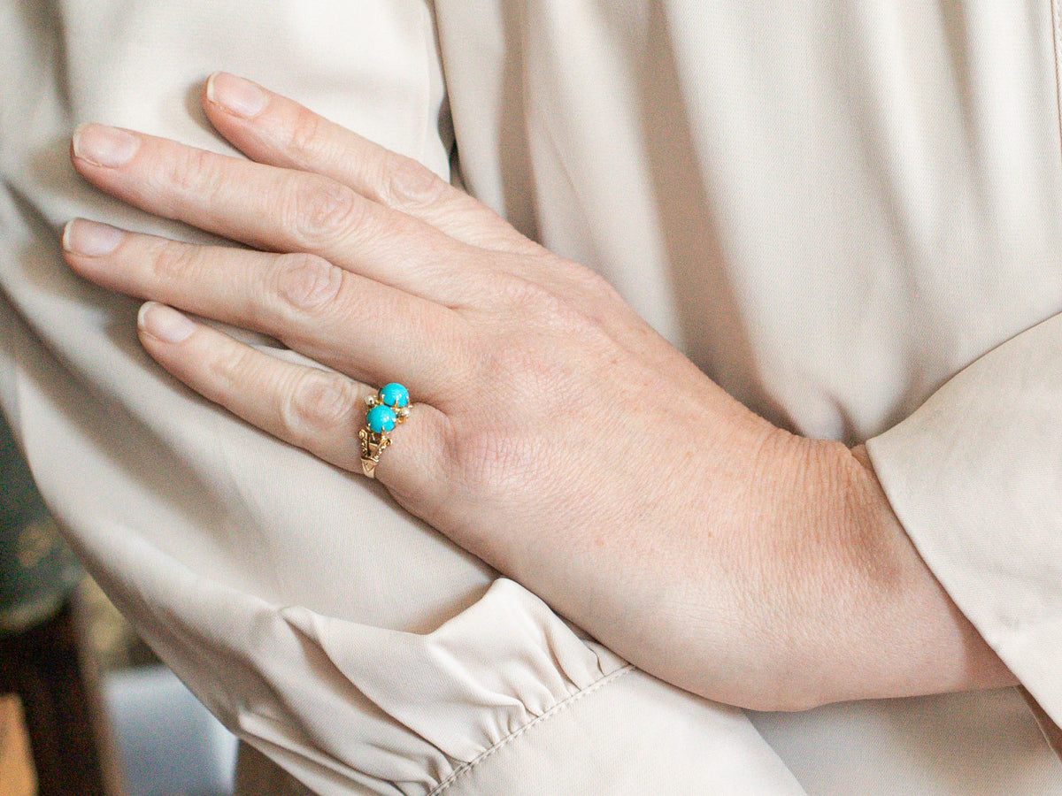 Victorian Turquoise and Seed Pearl Ring