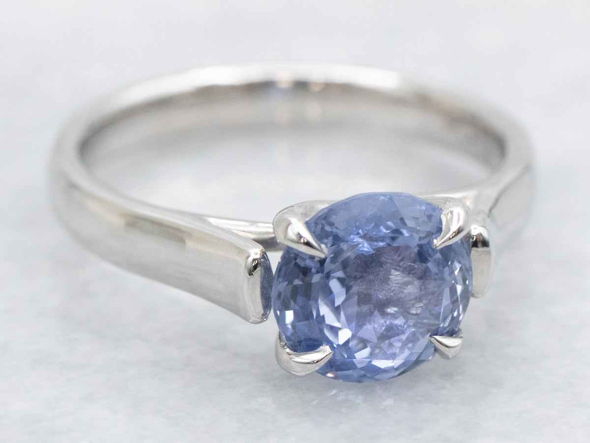 Platinum Sapphire Solitaire Engagement Ring