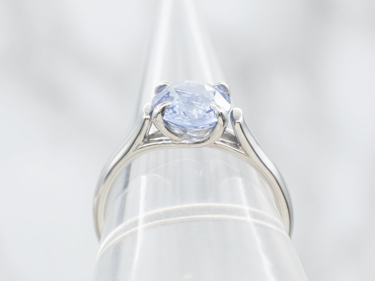 Platinum Sapphire Solitaire Engagement Ring