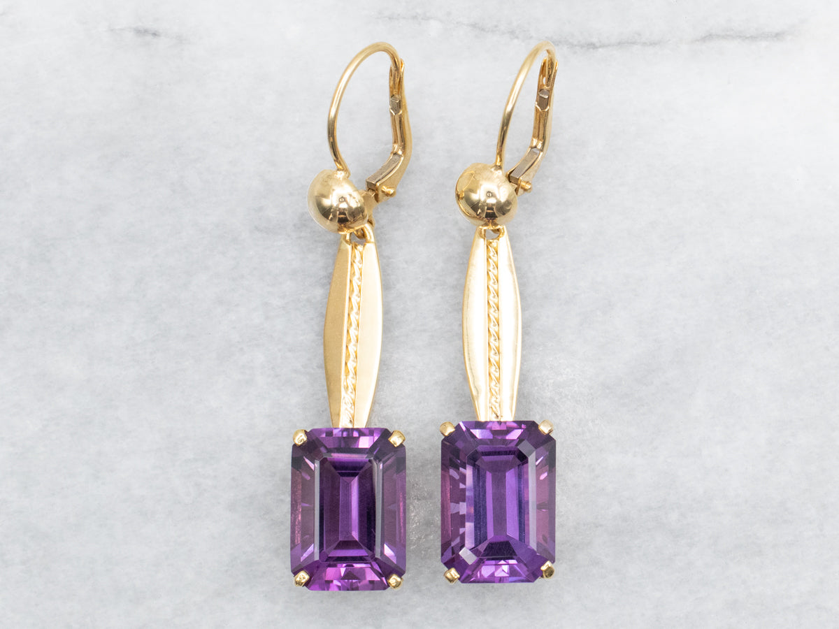 Amethyst Bar Drop Earrings