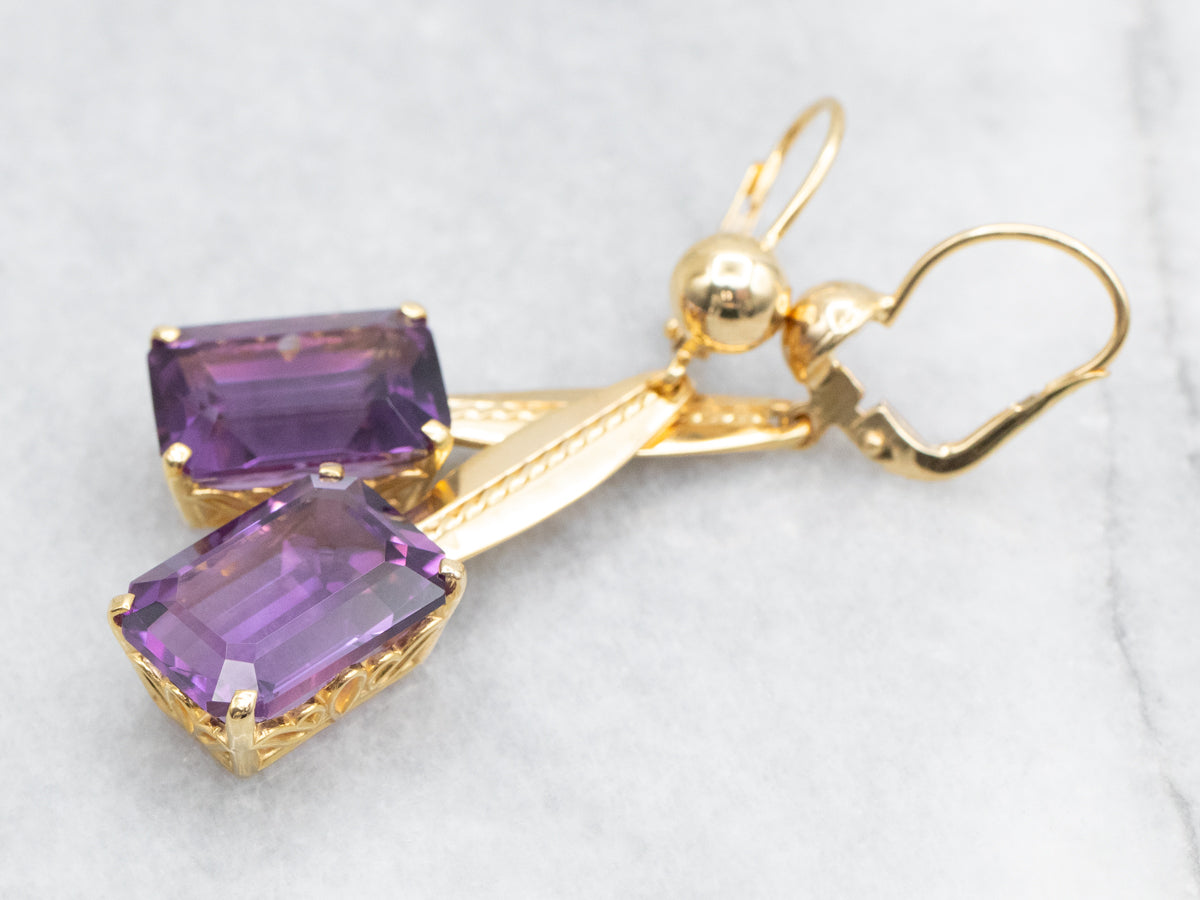 Amethyst Bar Drop Earrings