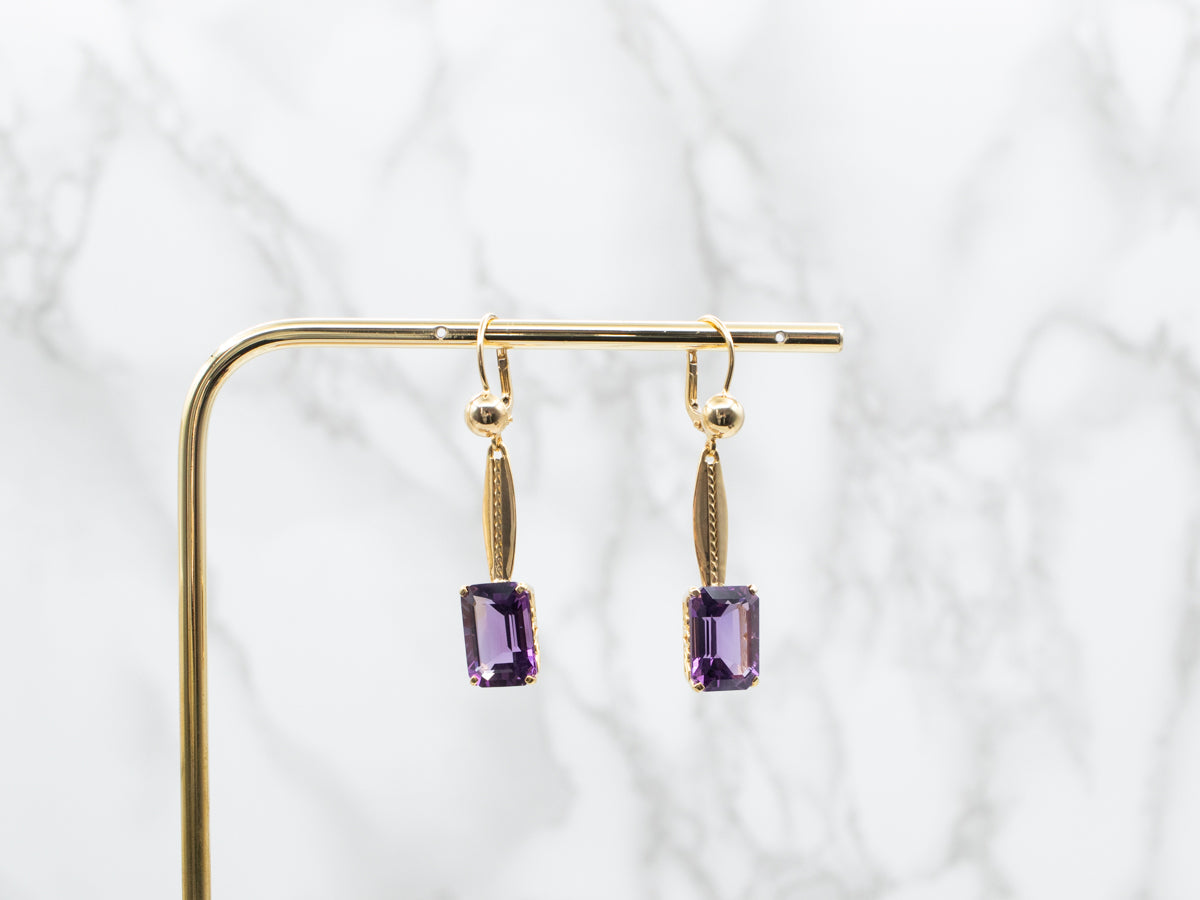 Amethyst Bar Drop Earrings