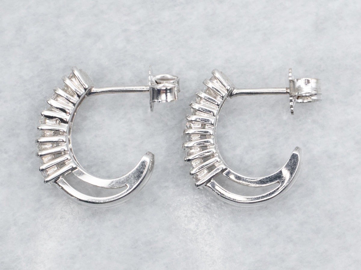 Diamond Half Hoop Stud Earrings