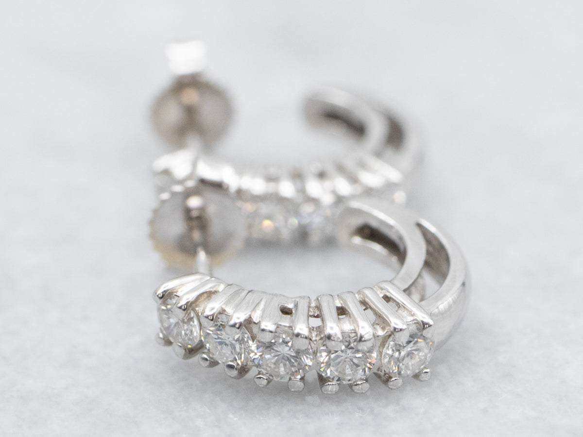 Diamond Half Hoop Stud Earrings