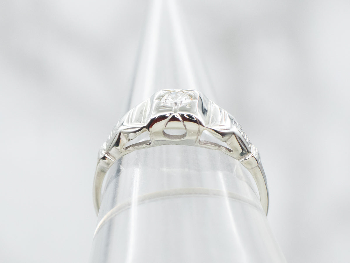 Late Deco Early Retro Diamond Engagement Ring