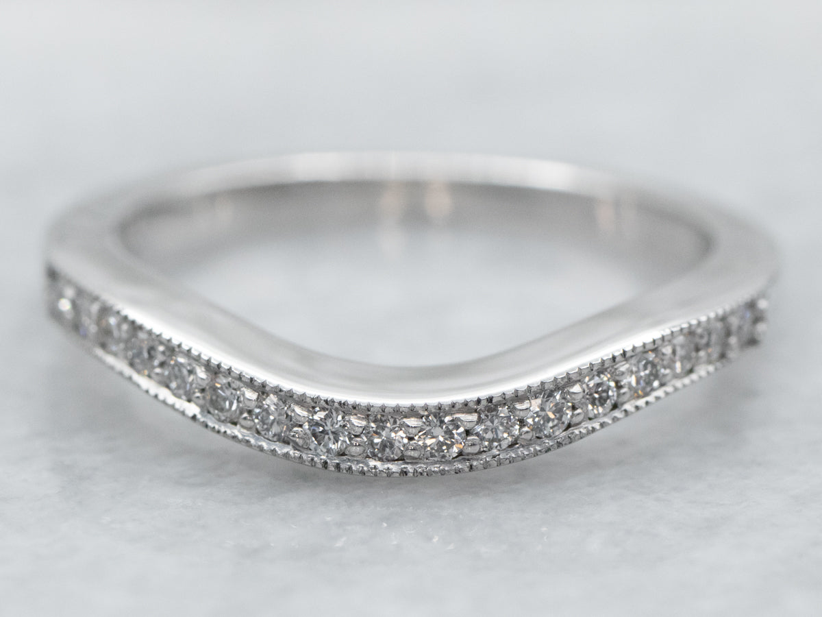 Curved Diamond White Gold Band