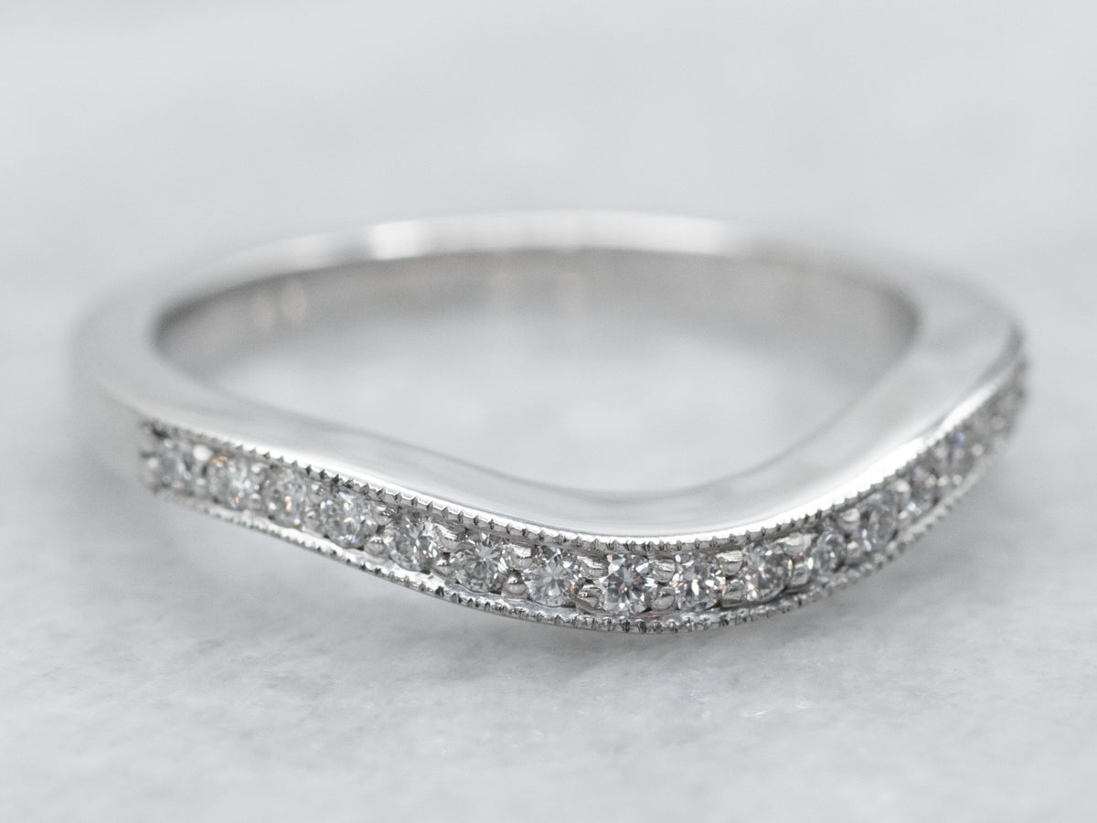 Curved Diamond White Gold Band