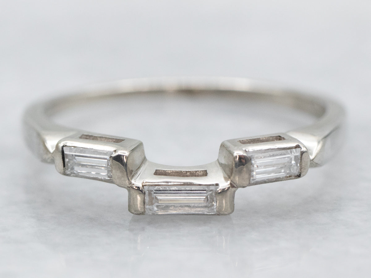 Baguette Cut Diamond Guard Wedding Band