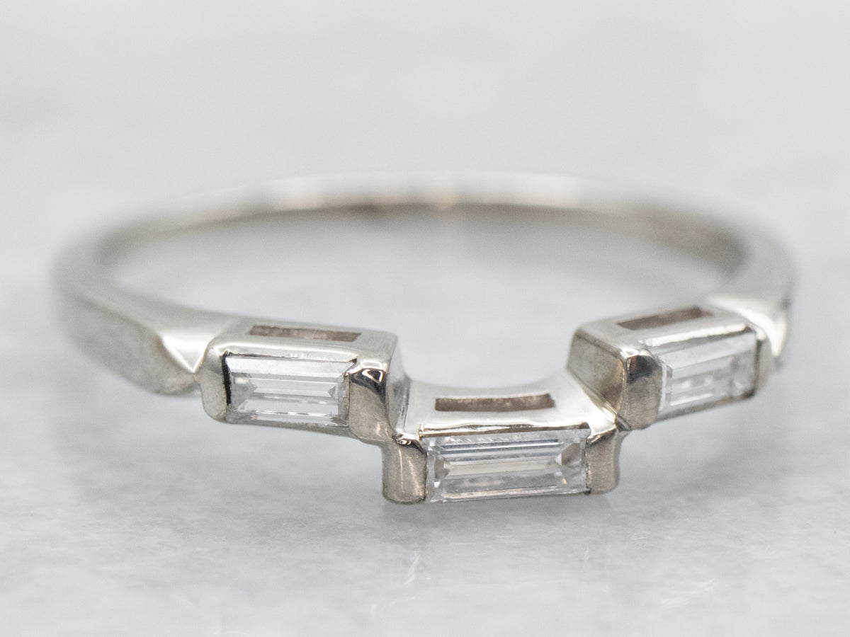 Baguette Cut Diamond Guard Wedding Band