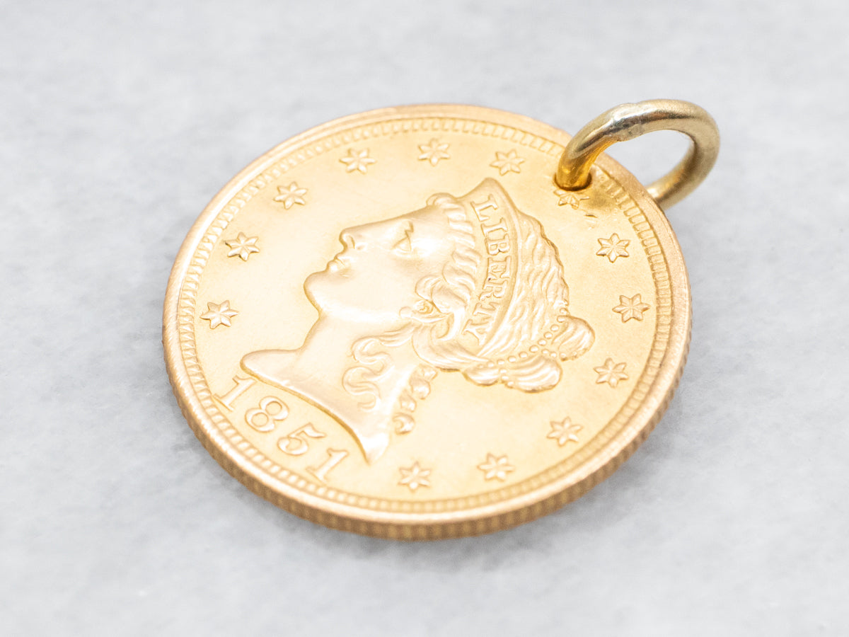 Gold "Mother" Engraved Coin Love Token Pendant