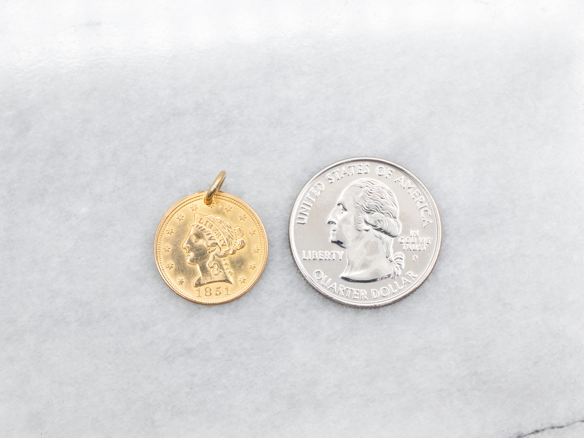 Gold "Mother" Engraved Coin Love Token Pendant