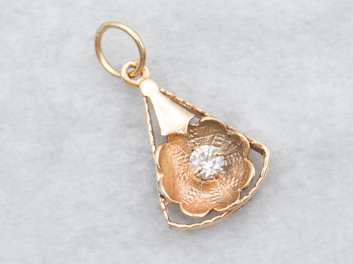 Art Nouveau Diamond and Flower Pendant