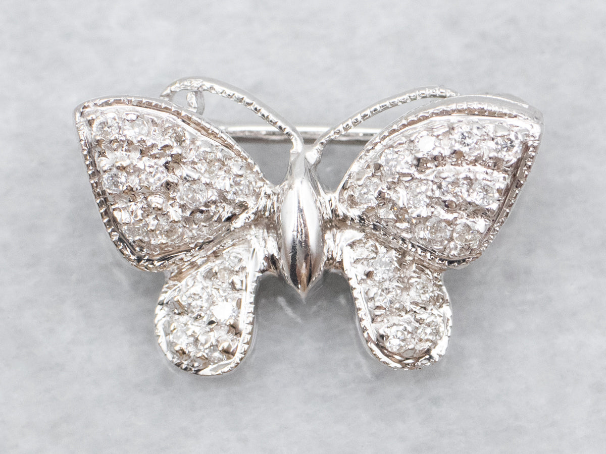 Diamond and Gold Butterfly Pin