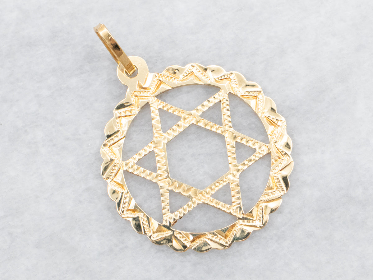 Gold Star of David Religious Medallion