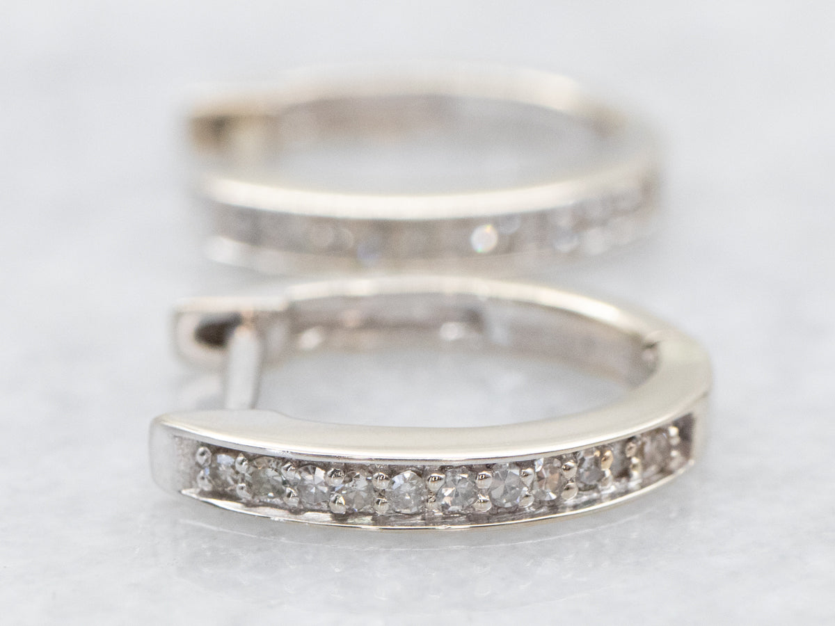 Diamond Huggie Hoop Earrings