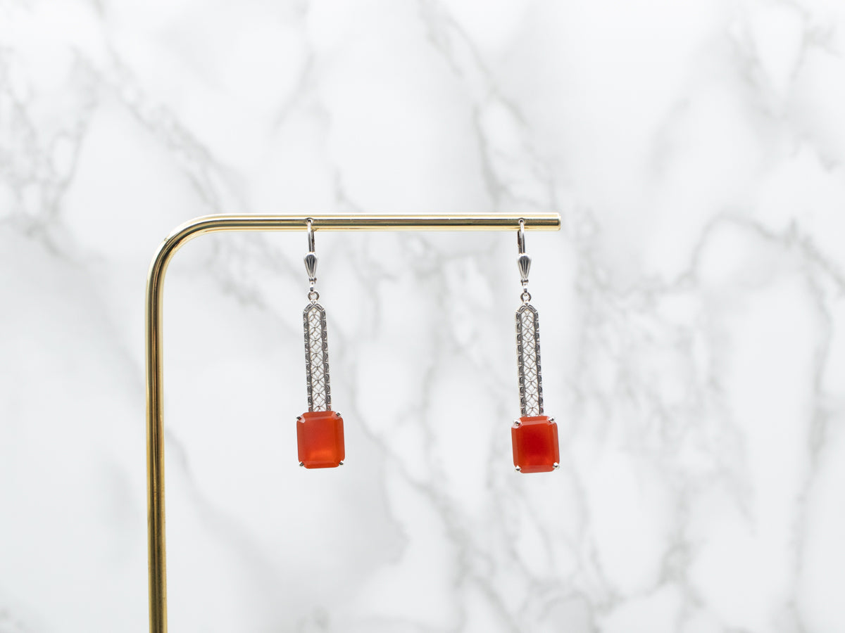 Filigree Carnelian Drop Earrings